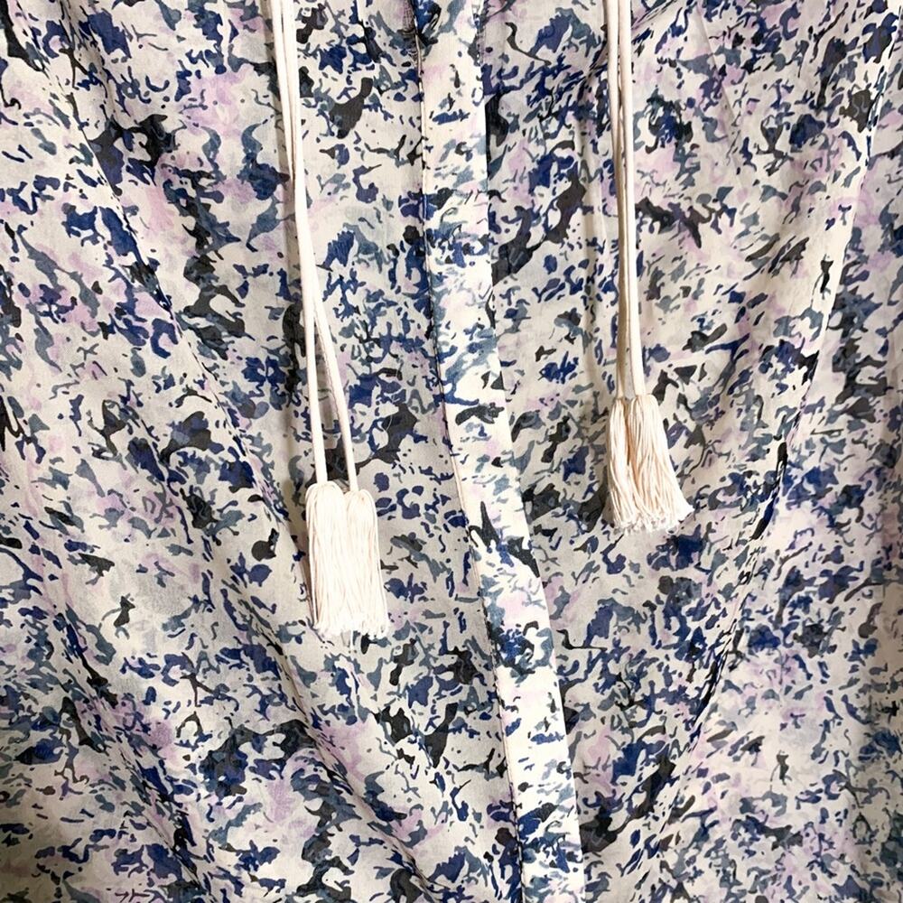 Kobi Halperin Liara Cold Shoulder Boho Pom Pom Blouse White Blue Lilac Small - Picture 7 of 12